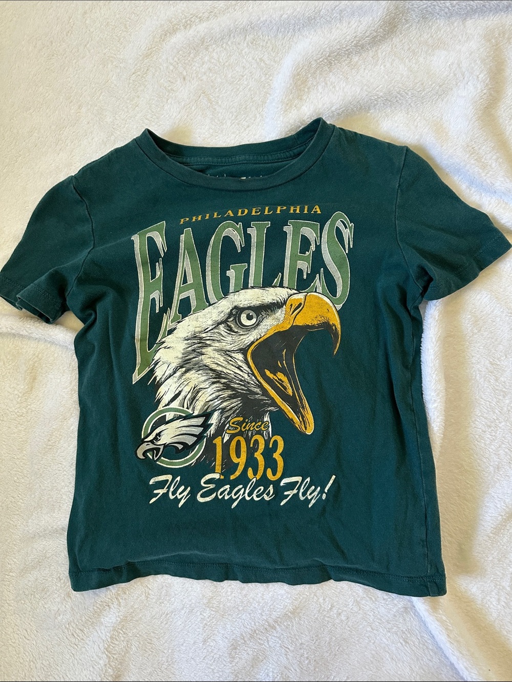 NFL Philadelphia Eagles Dark Green Kids Graphic Tee with Gold Accent
